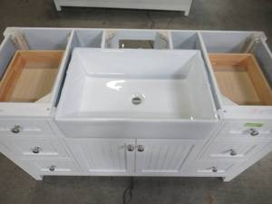 lot 323 image: Design Element Burbank 54 in. W x 22 in. D Bath Vanity in White BK-54-WT