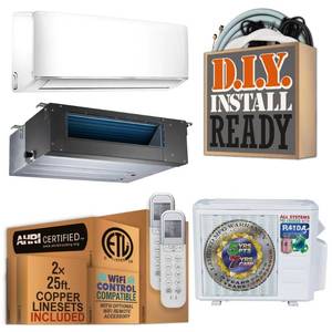 lot 116 image: RAMSOND 18000 BTU 1.5-Ton Dual Slim DuctWall Mount Ductless Mini Split Air Conditioner with Heat Pump 220-Volt, RHDZ-18-9DT9WM.