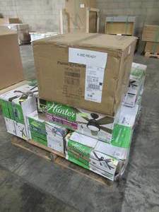 lot 115 image: WHOLESALE MIXED PALLET OF MISCELLANEOUS HUNTER CEILING FANS AND MORE