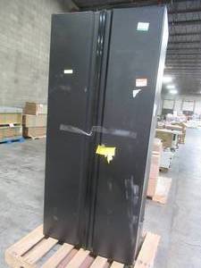 lot 117 image: Husky Heavy Duty Welded 36 in. W x 81 in. H x 24 in. D 20-Gauge Free Standing Steel Tall Garage Cabinet in Black, HTC1000008 - Scratch & Dent - Lock needs attention.