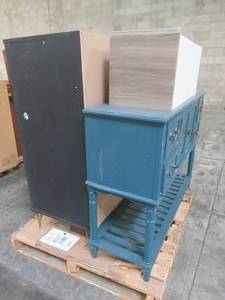 lot 122 image: WHOLESALE MIXED PALLET OF MISCELLANEOUS DRESSER AND CABINETS