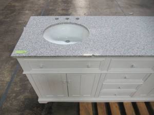 lot 339 image: Home Decorators Collection Fremont 72 in. W x 22 in. D Double Vanity in White with Granite Vanity Top in Grey with White Basin MD-V1792