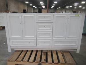 lot 341 image: Glacier Bay Candlesby 60 in. W x 19 in. D Bathroom Vanity in White CD60P2-WH