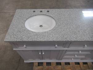 lot 344 image: Home Decorators Collection Fremont 72 in. W x 22 in. D Double Vanity in Grey with Granite Vanity Top in Grey with White Basin MD-V1791