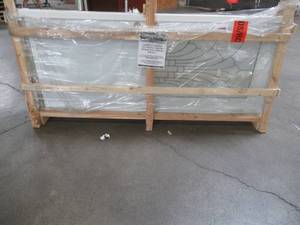 lot 348 image: DUSCO USA 32 x 80 Steel Exterior Door With Brazen Half Lite, Frosted Glass, Single Panel, DBL Bore.