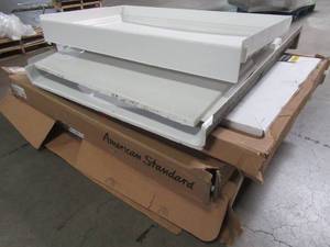 lot 400 image: WHOLESALE MIXED PALLET OF MISCELLANEOUS SHOWER PAN AND SHOWER AND BATH WALLS
