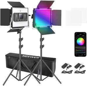 lot 22 image: NEEWER 2 Packs 530 RGB Led Light with APP Control, Photography Video Lighting Kit with Stands and Bag