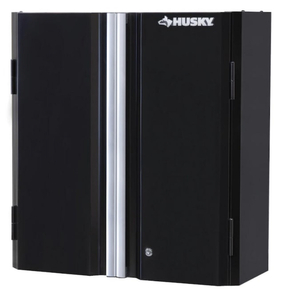 lot 11 image: HUSKY Ready-to-Assemble 24-Gauge Steel Wall Mounted Garage Cabinet in Black (28 in. W x 29 in. H x 12 in. D)