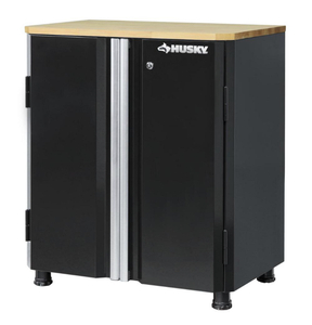 lot 54 image: HUSKY Ready-to-Assemble 24-Gauge Steel 2-Door Garage Base Cabinet in Black (28 in. W x 32 in. H x 18 in. D)