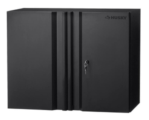 lot 55 image: HUSKY Heavy Duty Welded 20-Gauge Steel Wall Mounted Garage Cabinet in Black (28 in. W x 22 in. H x 14 in. D)