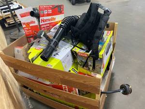 lot 57 image: Crate of Gas Powered Lawn Equipment