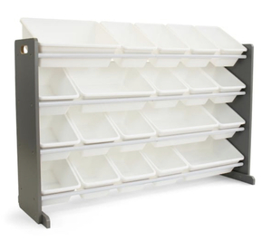 lot 70 image: HUMBLE CREW Inspire Grey and White Extra Large Storage Organizer with 20 Plastic Bins