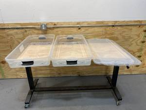 lot 79 image: HOMZ 60 Qt. Under Bed Clear Latching Storage Container with Gray Handles (2-Pack)