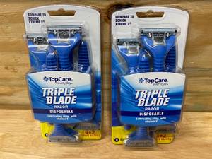 lot 97 image: TOPCARE Lot of 2 Packs of-  Razors, Disposable, Triple Blade