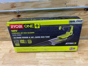 lot 119 image: RYOBI ONE 18V 100 MPH 280 CFM Cordless Battery Variable-Speed Jet Fan Leaf Blower (Tool Only)