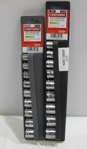 lot 523 image: Craftsman 18-Piece Metric and Standard SAE 38 Drive Socket Sets - New