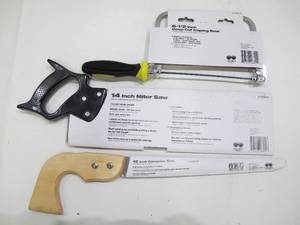 lot 529 image: Steel Grip Saw 3-Pack - 14 In Mitre Saw, 6-12 In Coping Saw, and 12 In Compass Saw - New