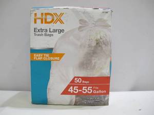 lot 533 image: HDX 50 Gal. Clear Extra Large Trash Bags (50 Count)