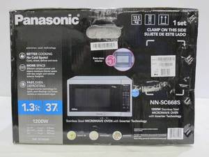 lot 506 image: Panasonic 1.3CuFt Stainless Steel Countertop Microwave Oven NN-SC668S