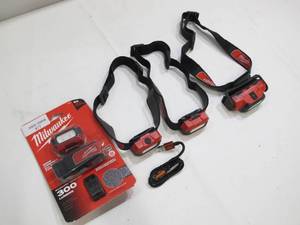 lot 577 image: Lot of 4 Milwaukee Red Lithium LED Headlamps - 300475 Lumens