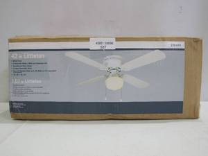 lot 587 image: Hampton Bay Littleton 42 in. LED Indoor White Ceiling Fan with Light