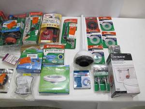 lot 601 image: Lot of 20 Toilet Repair Parts and Kits - Fluidmaster, Everbilt, CleanSpa, Danco