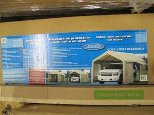 lot 602 image: Steel Frame CarTruck Storage Canopy - 10 Feet x 20 Feet