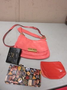 COACH SALMON COLOR HOBO BAG WITH TRAVEL WALLET AND MAKE UP BAG