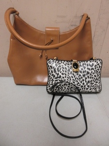 CASUAL CORNER LEATHER HANDBAG AND GORGEOUS ANIMAL PRINT SHOULDER  CLUTCH BAG