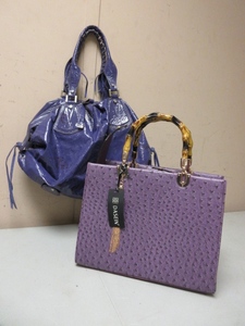 PURPLE DASIEN HANDBAG AND A PURPLE VINYL HANDBAG