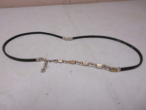 BRIGHTON BLACK LEATHER BELT WITH SILVER METAL ACCENTS
