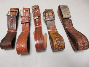 QUALITY, TOOLED, MENS BROWN LEATHER BELTS
