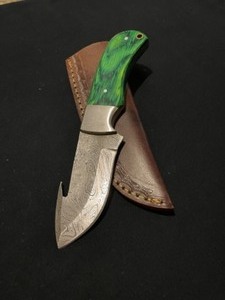 Distinctive Custom Damascus Steel Gut Hook Knife