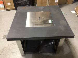 Montreal 38 in. x 29 in. Square Steel Gas Fire Pit Table in Matte Black and Stainless Steel by Pleasant Hearth