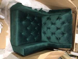 Reese Emerald Button Tufted Accent Chair with Gold Legs by Unbranded