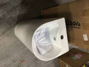 Sublime Rounded Basin Pedestal Sink in Glossy White by Swiss Madison