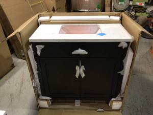 Bonheur 36 in. W x 21 in. D Vanity in Black with Ceramic Vanity Top in White with White Basin by Home Decorators Collection