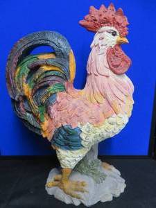 lot 29 image: LARGE ROOSTER AND VINTAGE BASKET