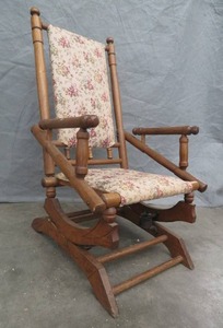 lot 54 image: ANTIQUE VICTORIAN PLATFORM SPRING ROCKING CHAIR- LATE 1800S
