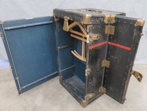 lot 82 image: ANTIQUE STEAMER TRUNK  WARDROBE