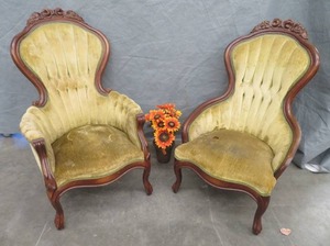 lot 154 image: VINTAGEVICTORIAN LADIES AND GENTLEMEN CHAIRS
