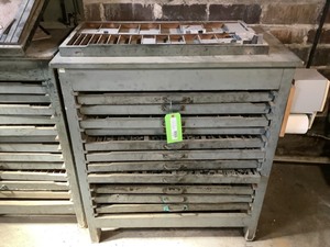 lot 196 image: Wood Printers Cabinet with Contents