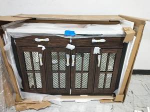 lot 4 image: HOME DECORATORS COLLECTION Drysdale 48 in. Wx 34.5 in. H Bath Vanity in Sable with Engineered Stone Vanity Top in Lgt Vein Carrera with White Basin