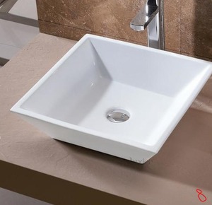 lot 8 image: LUXIER Flat Square Bathroom Ceramic Vessel Sink Art Basin in White