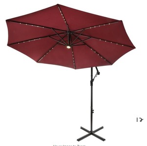 lot 12 image: 10 ft. Cantilever Umbrella with Solar Power LED Lights in Red