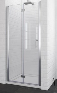lot 1 image: 36 in. W x 72 in. H Pivot Semi-Frameless Bi-Fold Shower Glass Door, Clear Glass, Chrome