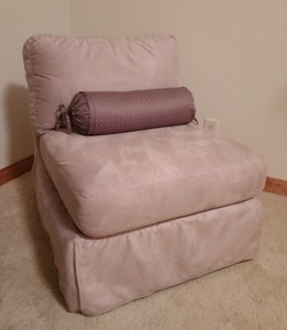lot 17 image: Microsuede Armless Chair with Accent Pillow