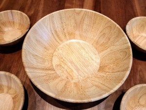 lot 47 image: Wood Salad Bowl Set