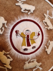 lot 84 image: Leather and Fur Eskimo Wall Hanging
