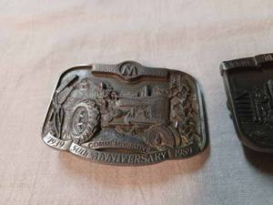 lot 56 image: 2 - Iowa Premium Specialty Company Commemorative Belt Buckles of Farmall H and Farmall M